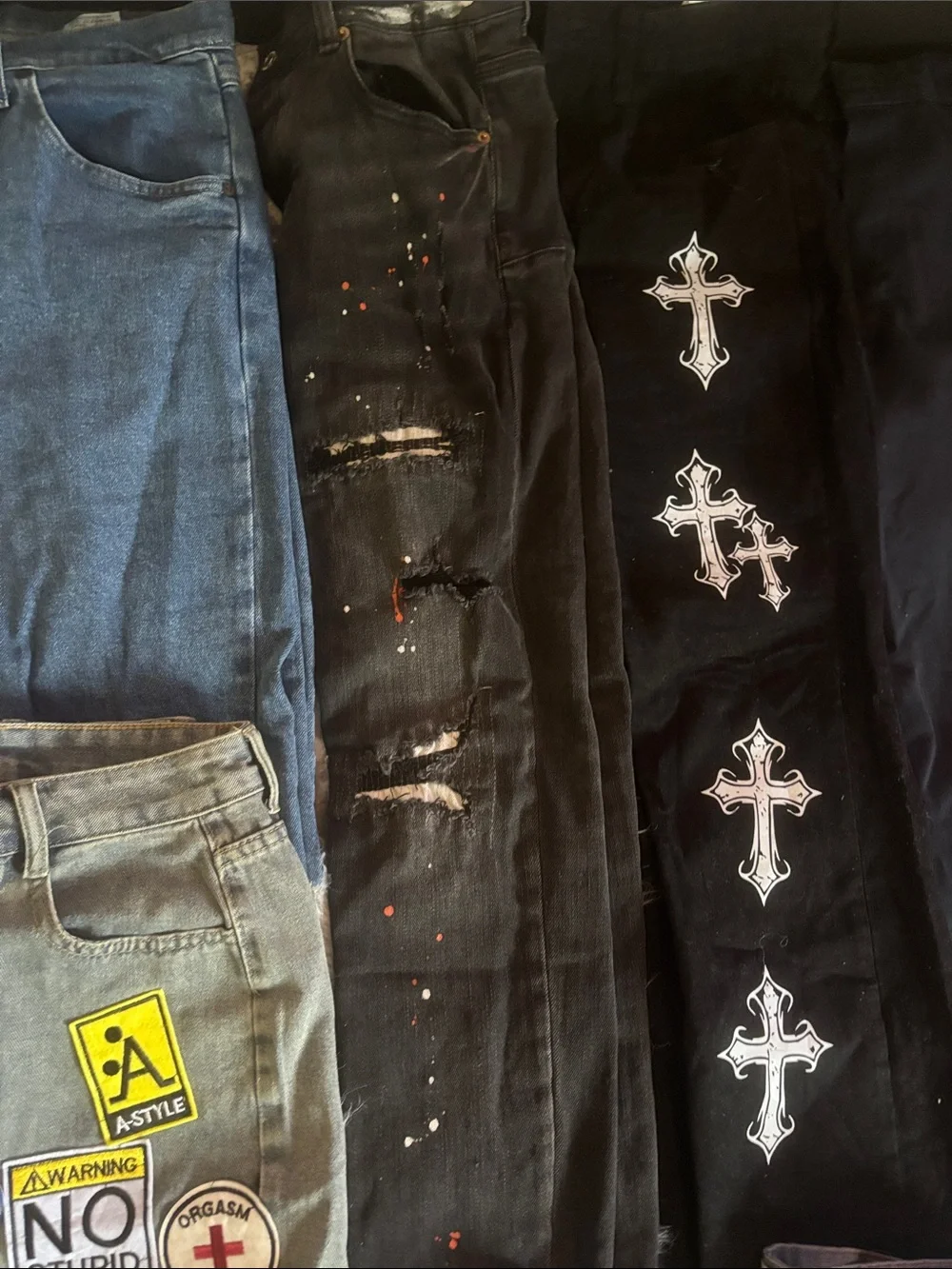 Assorted Distressed Blue Denim Jeans - Multiple Washes